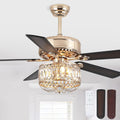 52Inch Farmhouse Crystal Ceiling Fans with Lights and Remote Control